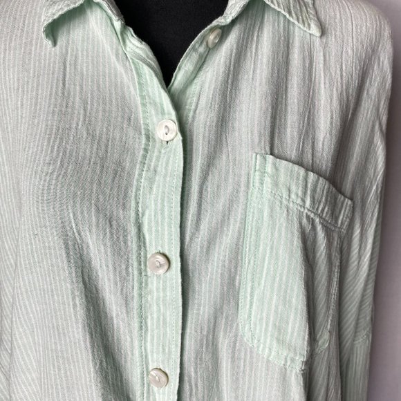 American Eagle Lightweight Oversized Mint Green Striped Button Shirt Size XS - Picture 4 of 7